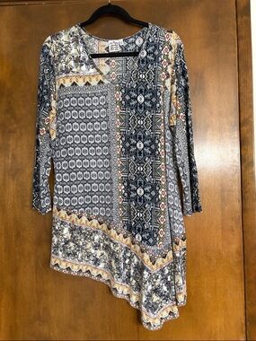 Parsley and Sage Asymmetrical Tunic Vneck Never Worn Large